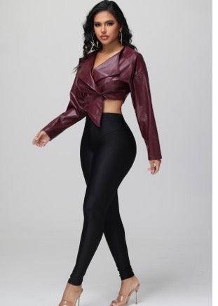 Burgundy Asymmetrical Jacket
